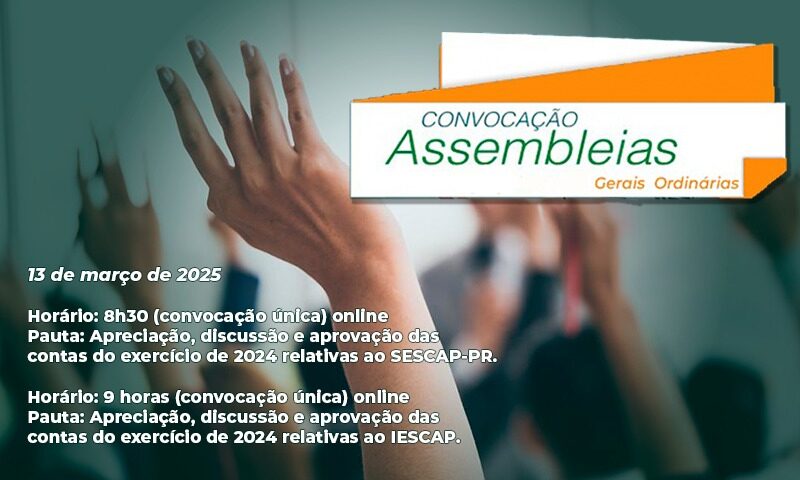 Sescap-PR e Iescap convocam assembleias virtuais